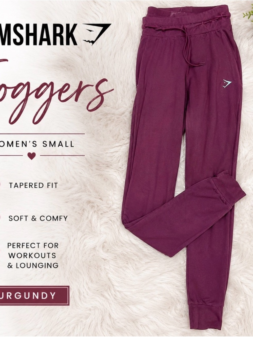 Gymshark Joggers – Women’s Small
Burgundy / Wine Red